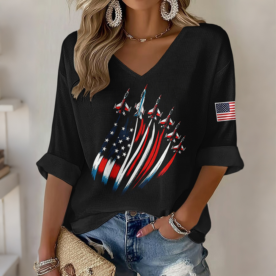 Women's casual Independence Day commemorative printed tie dye T-shirt, commemorating the 250th anniversary of the founding of the United States