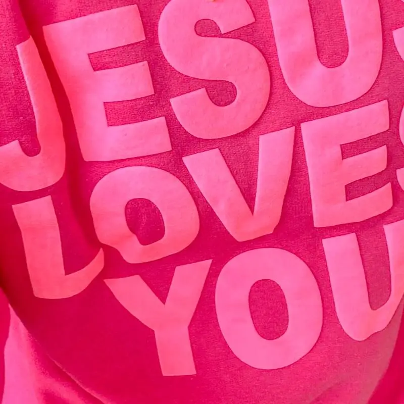 Jesus Loves You Puff Print Crewneck Sweatshirt, Womenswear
