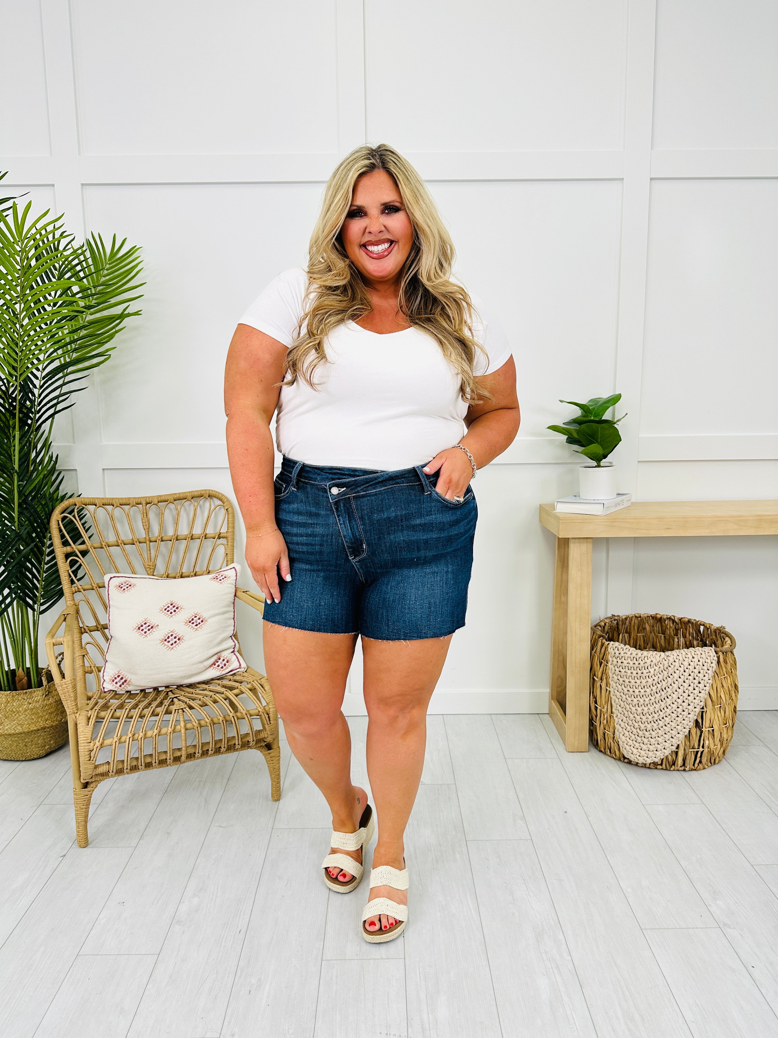 Judy Blue At A Crossroads Criss Cross Shorts