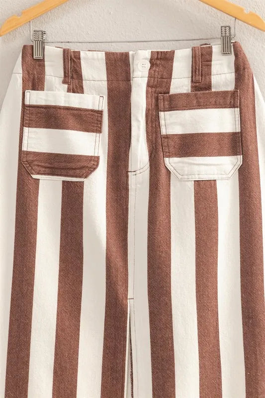 Striped Pocket Detail Maxi Skirt