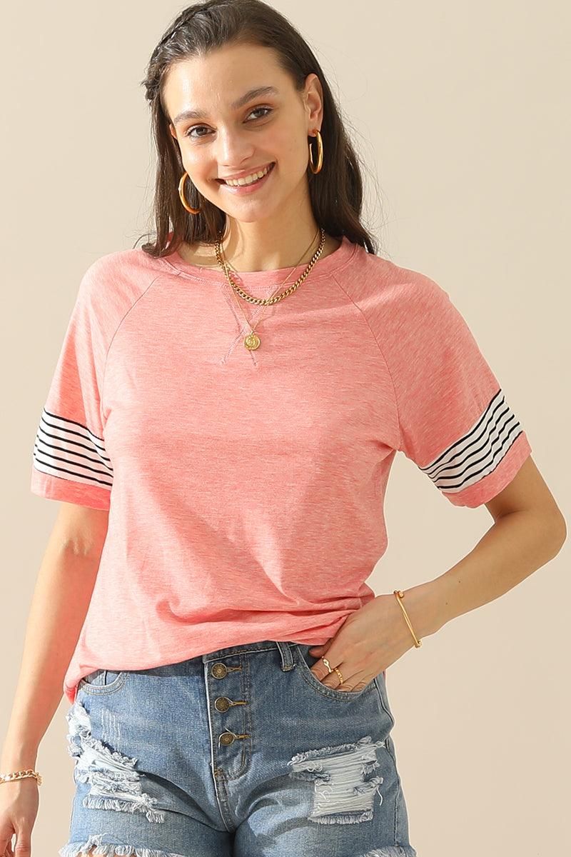 Loose Fit Crewneck Line Point Short Sleeve Tee