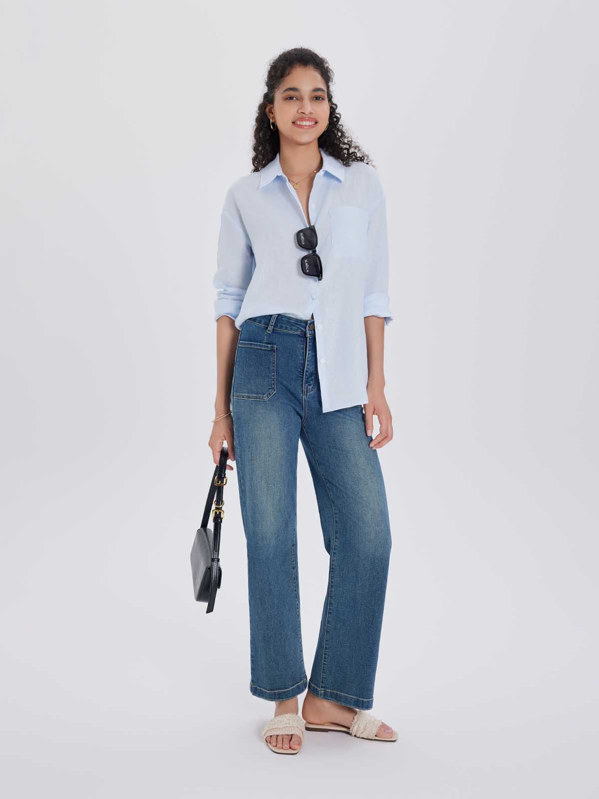 ASOBIO 100% Linen Button-Up Shirt