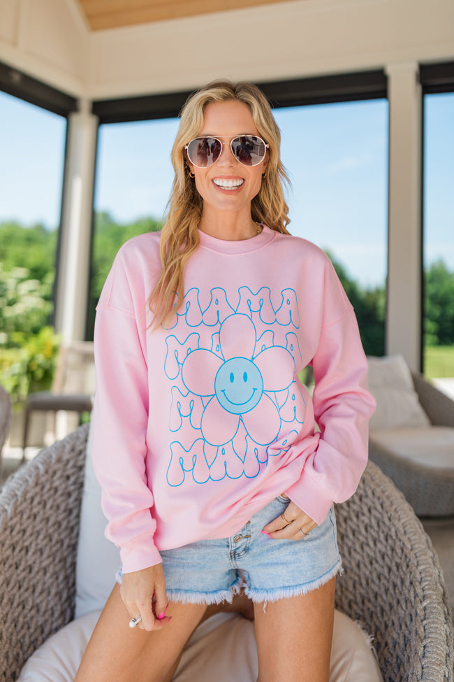 Mama Daisy Repeat Light Pink Graphic Sweatshirt