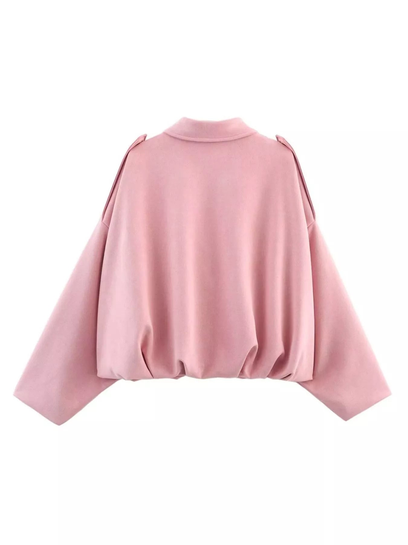 Collared Neck Dropped Shoulder Jacket