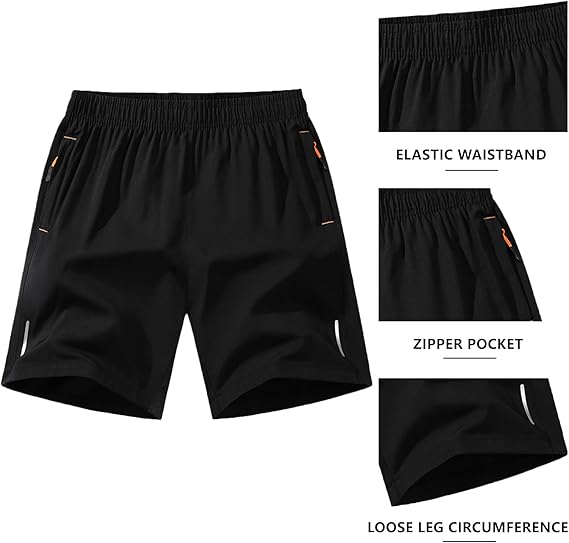 Men's zipper pocket shorts, summer ice silk beach shorts, ice-sense quick-dry sports casual pants