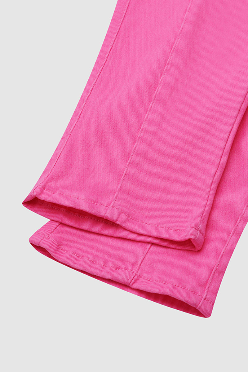 Solid Cut Out Waist Skinny High Waist Capri Jeans2