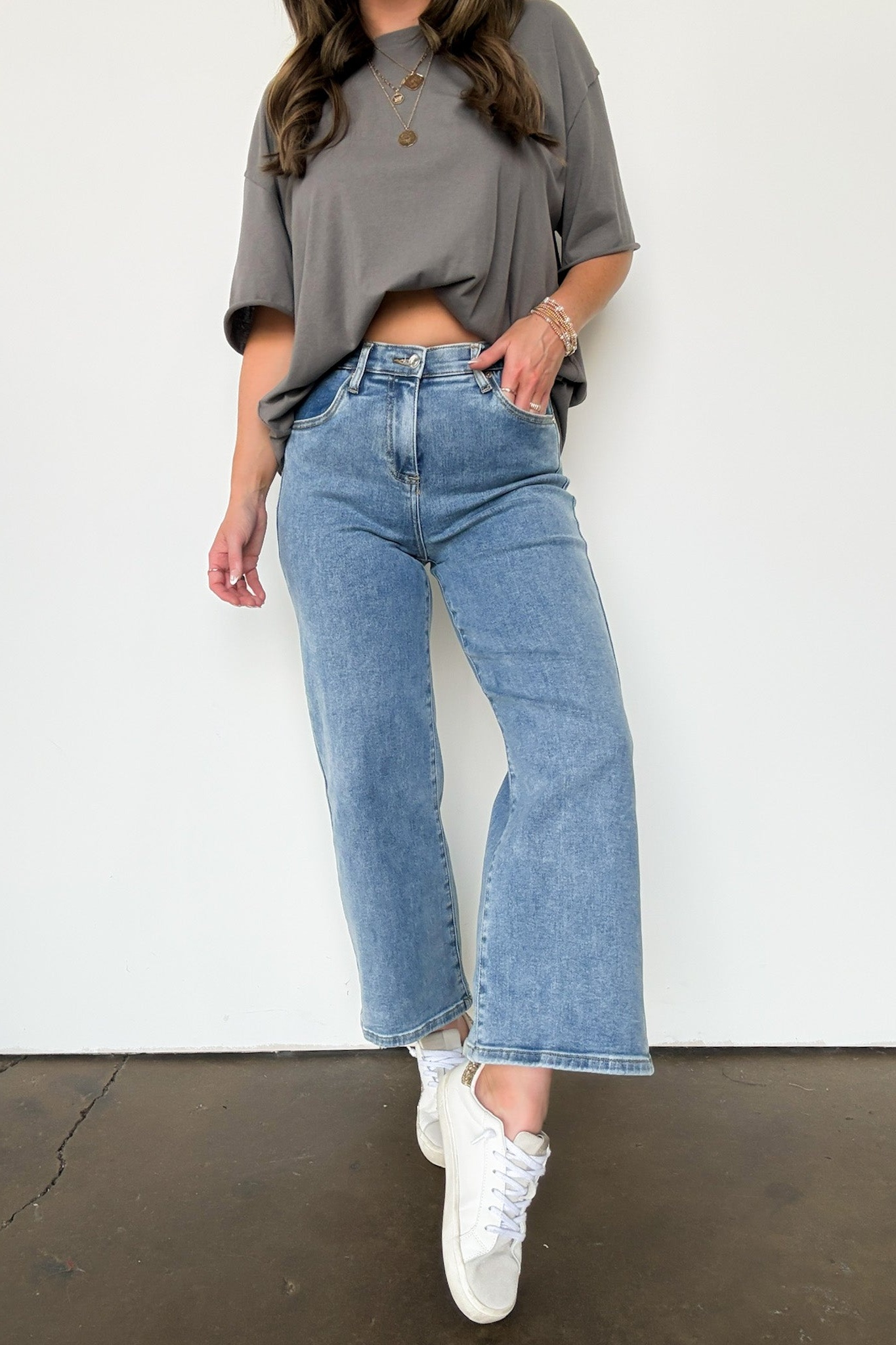 High Rise Bootcut Crop Jeans