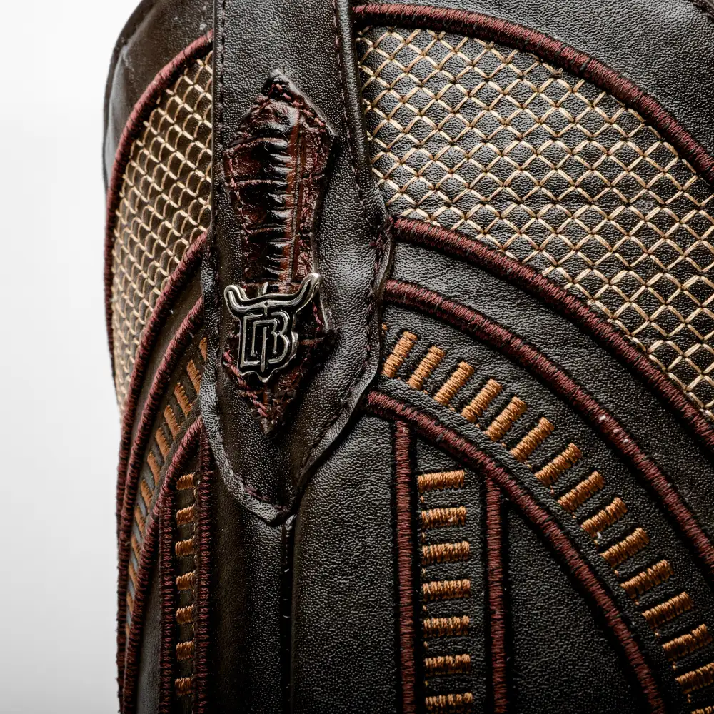 Brown Caiman Belly Leather Boots - Square Toe