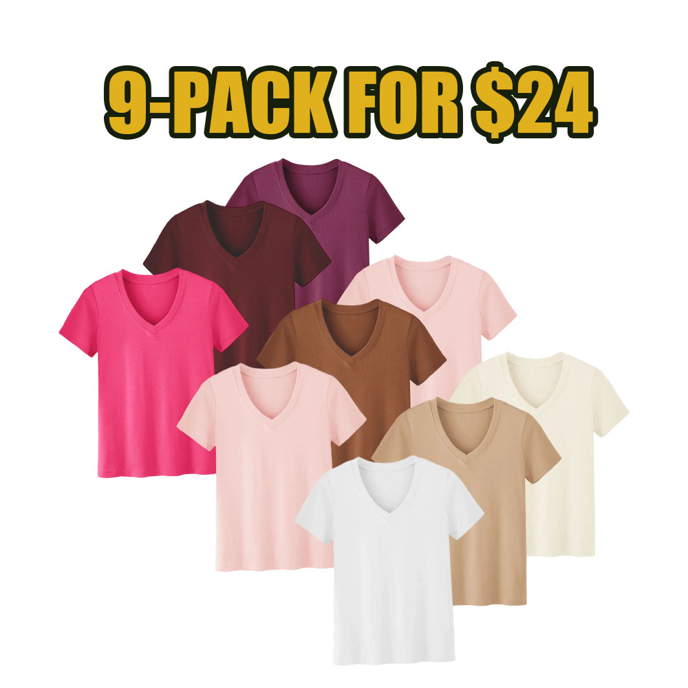 Everyday Comfort V-Neck Tees – Lightweight Loose Fit Basic Tops (1/3 Pack)