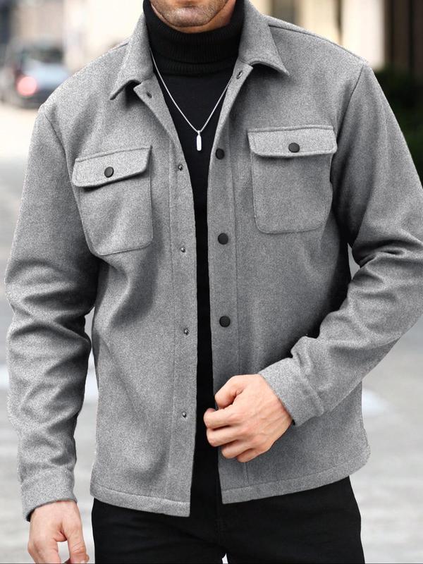 Men’s Casual Button-Up Jacket – Long Sleeve Fall & Winter Outerwear