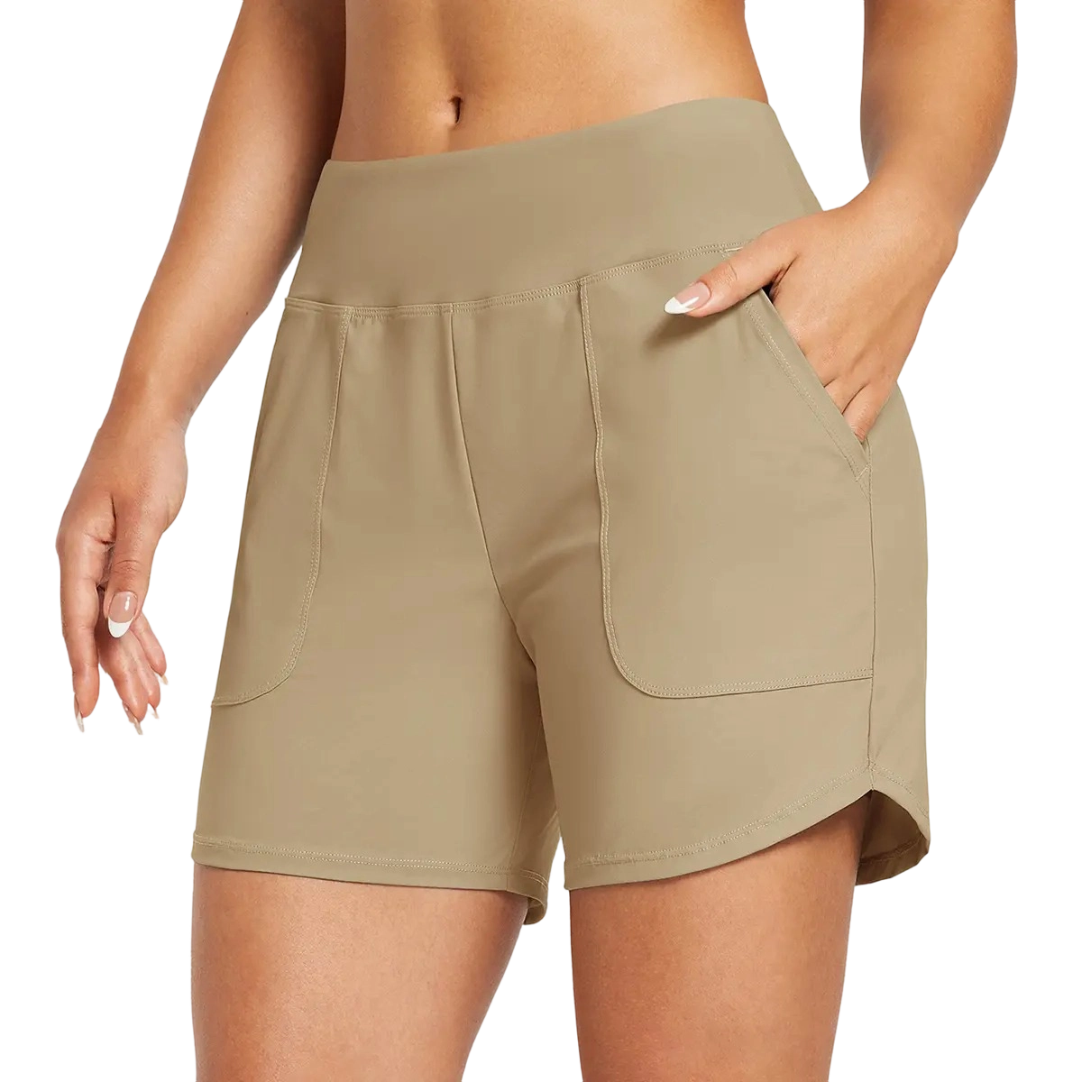 ✨ Women’s High-Waisted Quick-Dry Board Shorts with Pockets