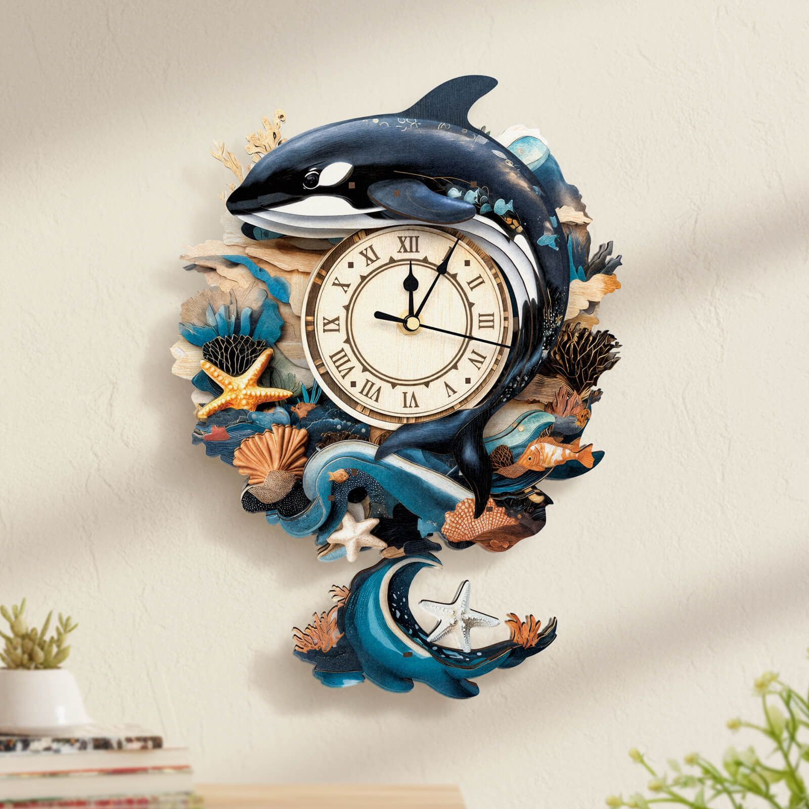 Killer Whale â€“ DIY Wooden Clock, 3D Puzzle Craft Kit