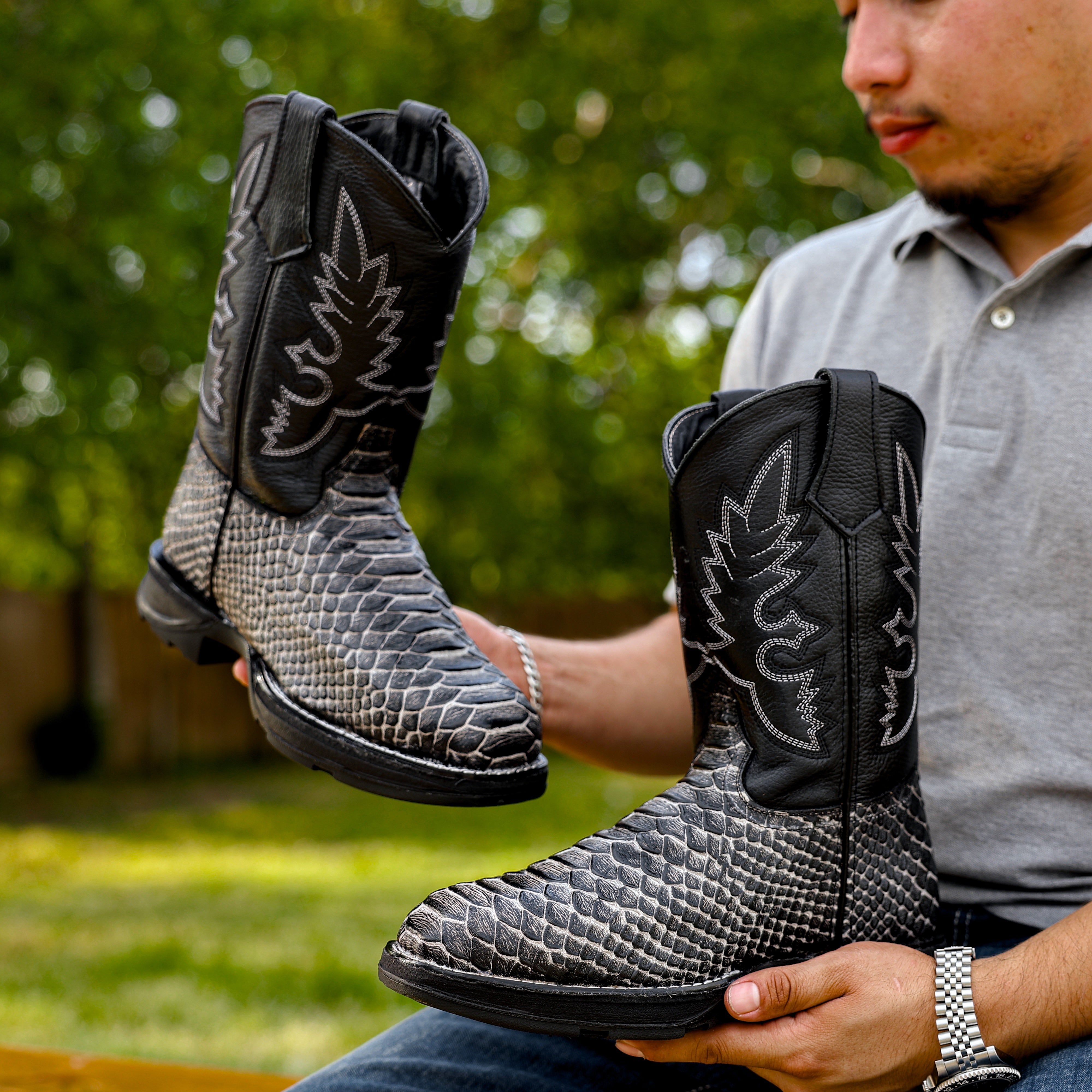 Eclipse Python Leather Boots With 3D Lightweight BLACK EDITION Sole - Composite Toe