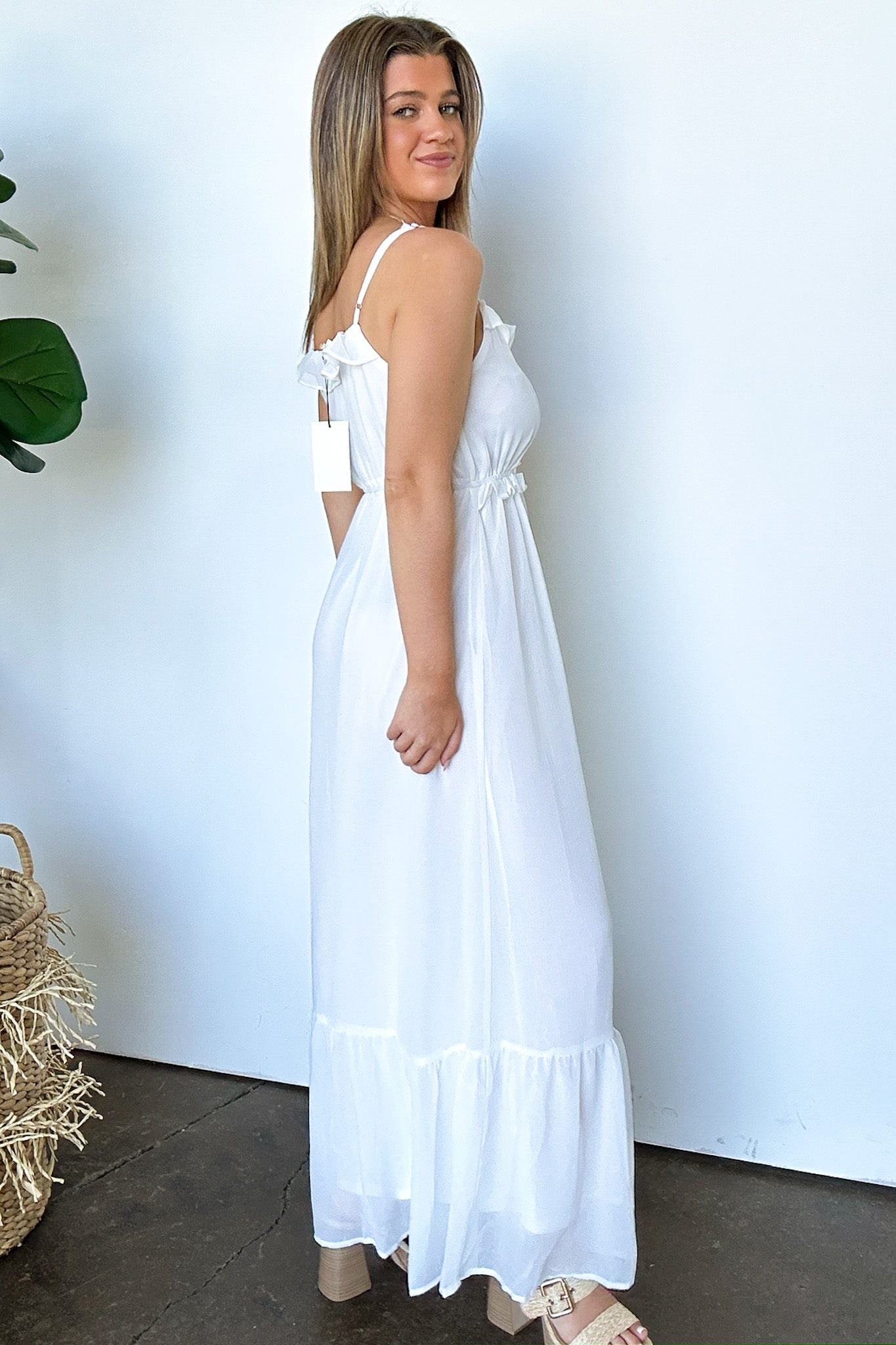 Ruffle and Lace Detail Maxi Dress