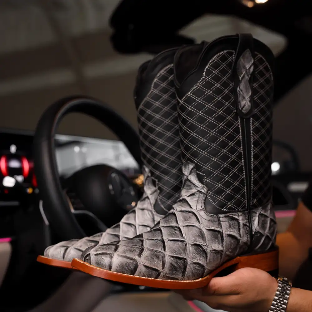 Eclipse Pirarucu Leather Boots - Square Toe