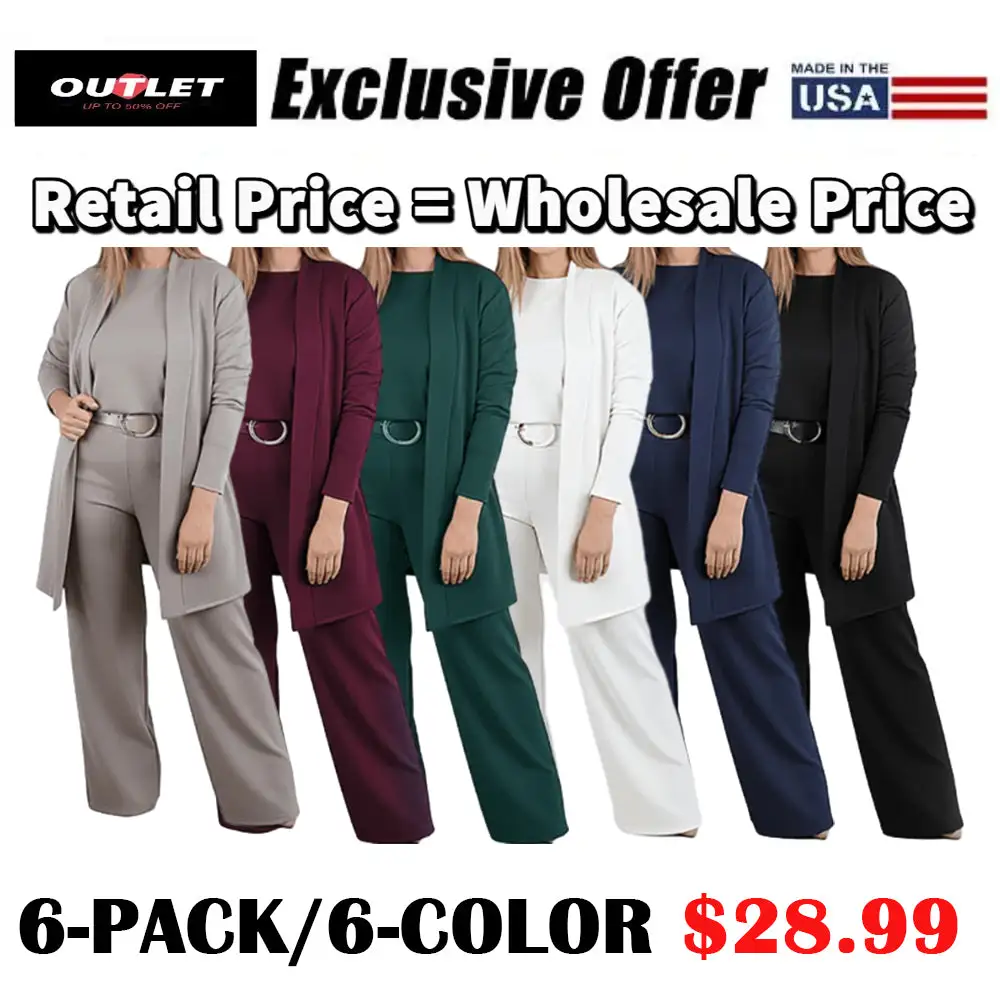 ⏳Time-Limited Special⏰Elegant 6-piece set including long cardigan, top and pants💞