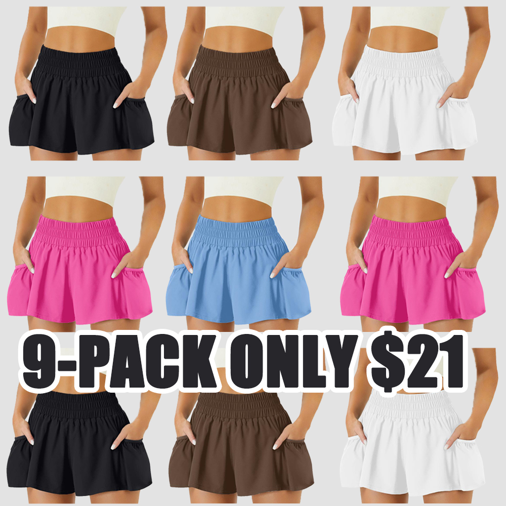 Women’s High-Waisted Elastic Shorts – Flowy Casual Shorts with Pockets, Plus Size Friendly