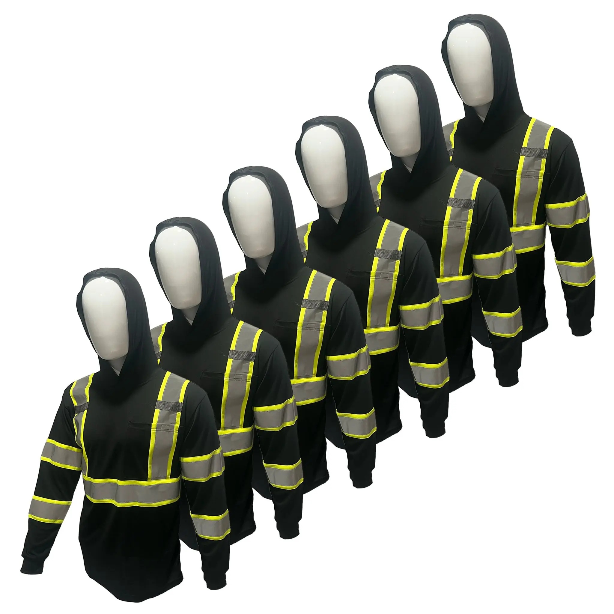 12/6 PACK SHIRT High Visibility Long Sleeve Safety Shirt with hoodie