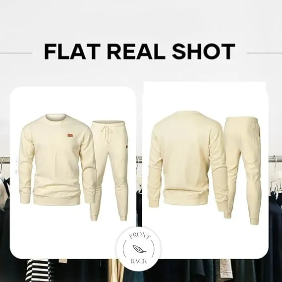 Men’s 2-Piece Sweatsuit – Jacquard Crewneck Sweatshirt & Joggers Set