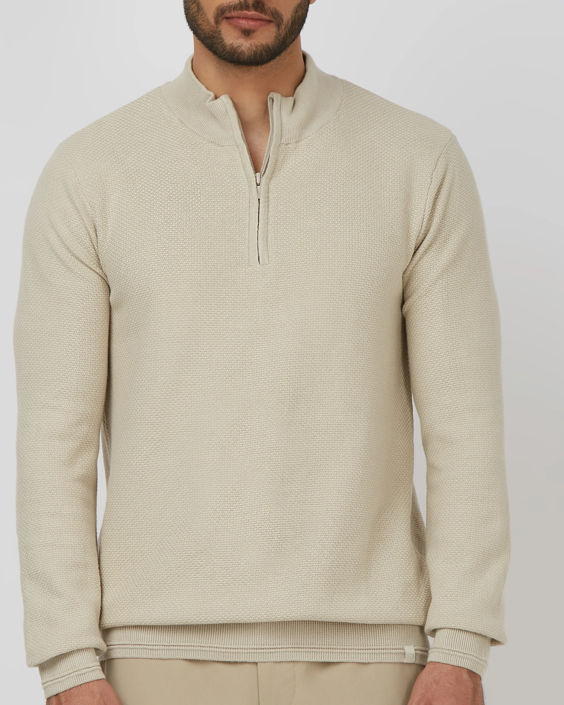 Comfortable Soft And Light-Skinned Slim Beige Sweater