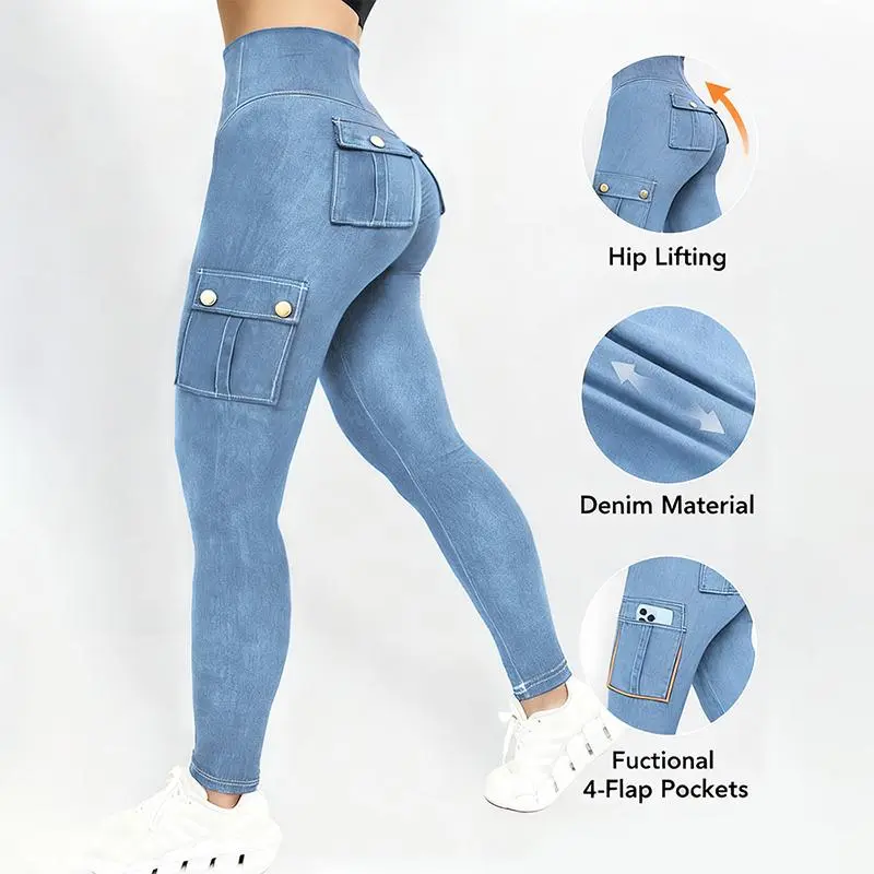 Womens Butt Lifting Leggings with Flap Pockets High