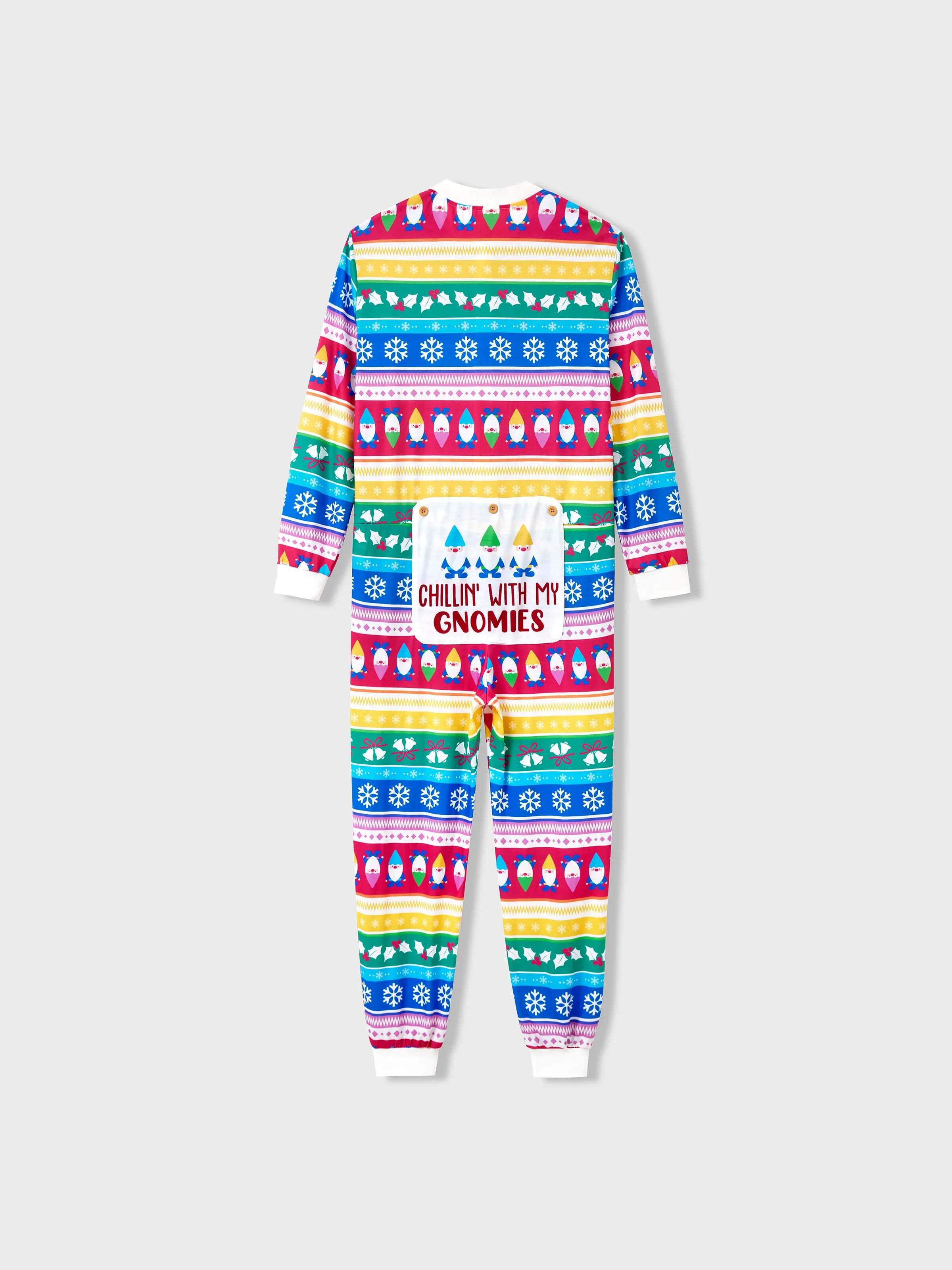 Christmas Matching Family Pajamas Set Christmas Gnome Striped PJS with Christmas Socks Multi-color