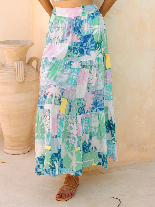 Teal Bohemian Resort Beach Maxi Skirt