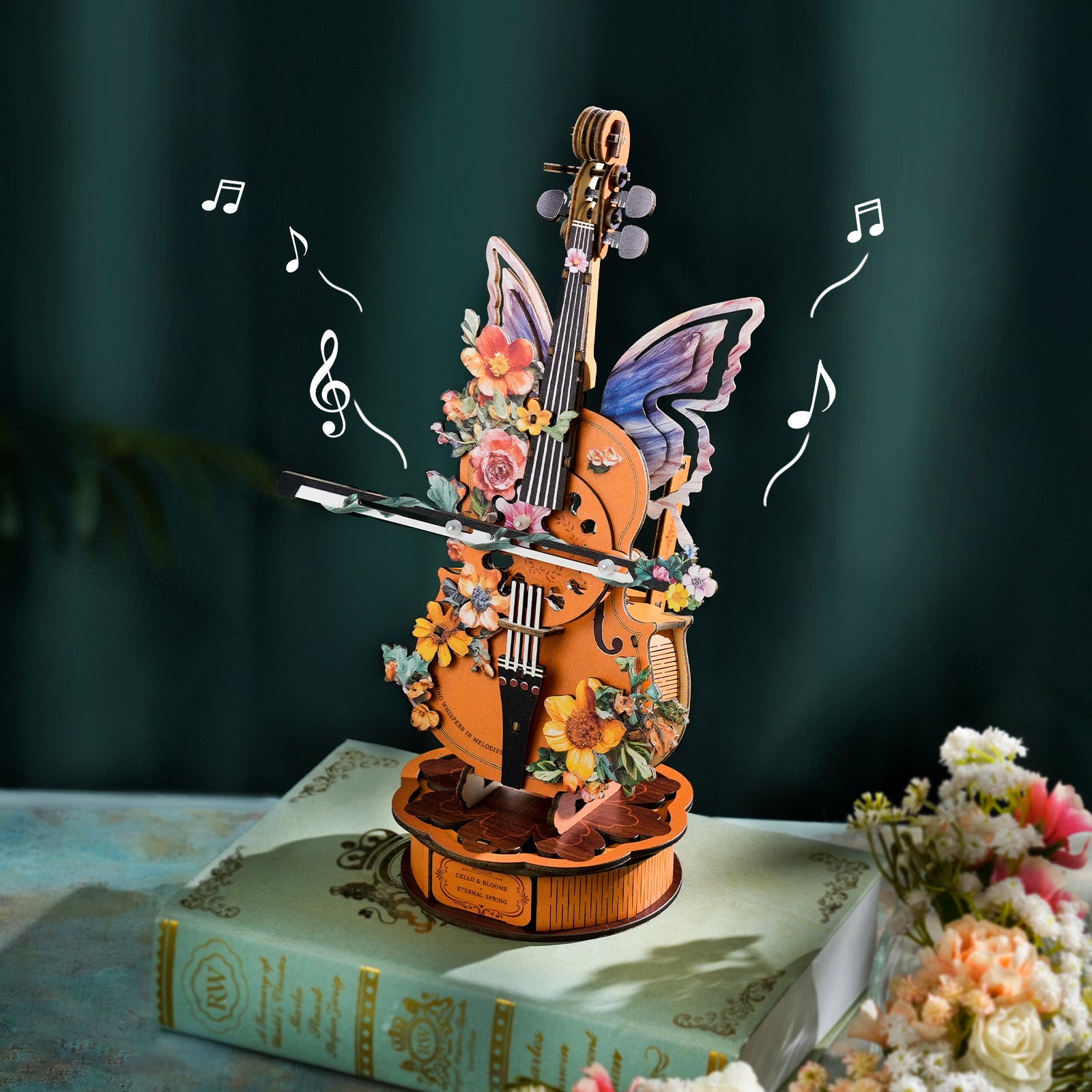 Flower Celloâ€“ DIY Wooden Music Box, 3D Puzzle Craft Kit