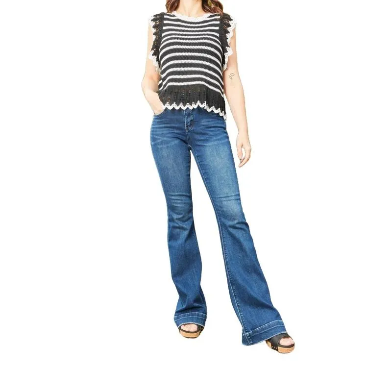 Mid-Rise Tummy Control Flare Denim Fit Jean Womenswear Bottom