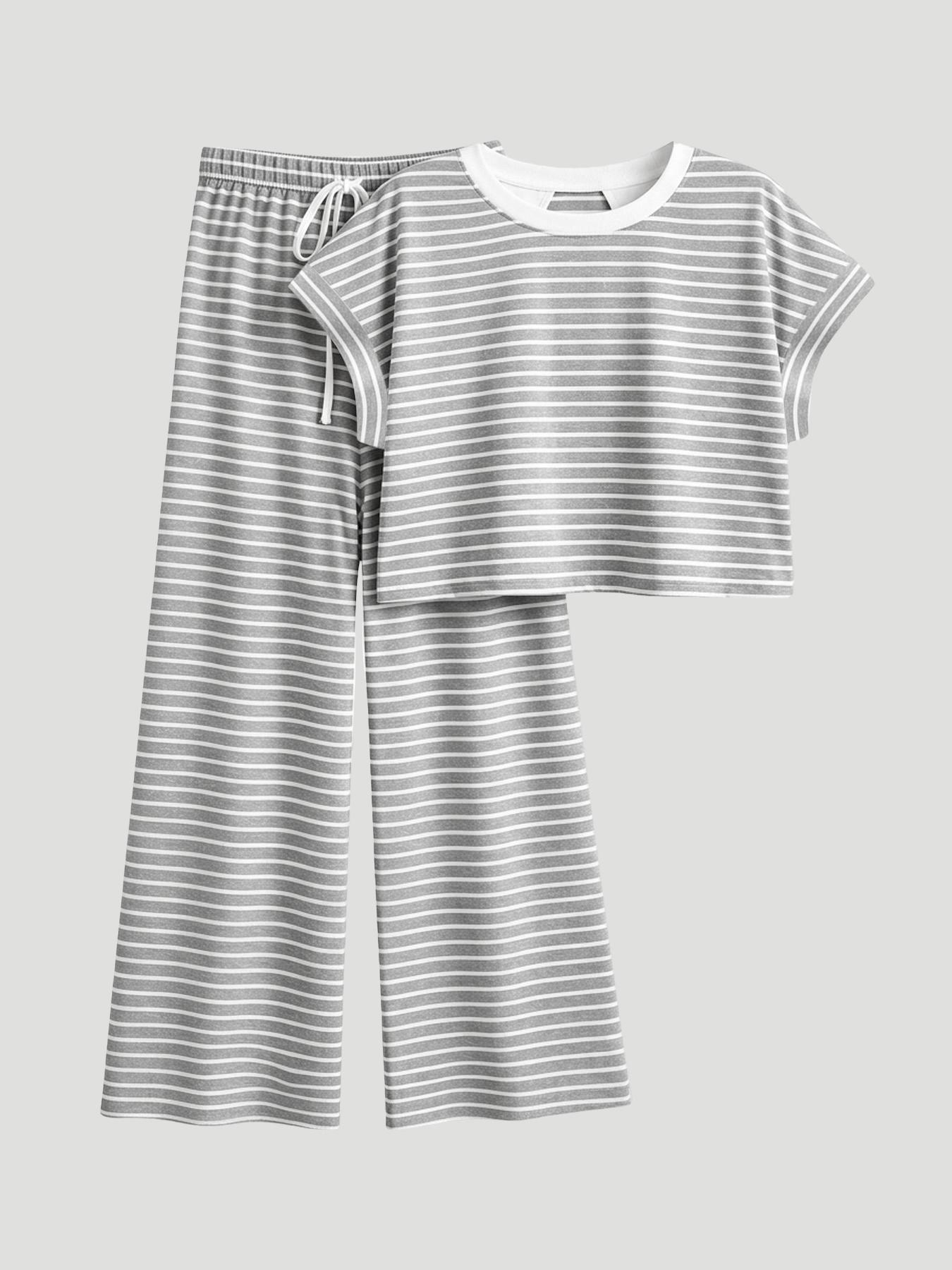 Women's 2-Piece Stripe Cross Back Lounge Set