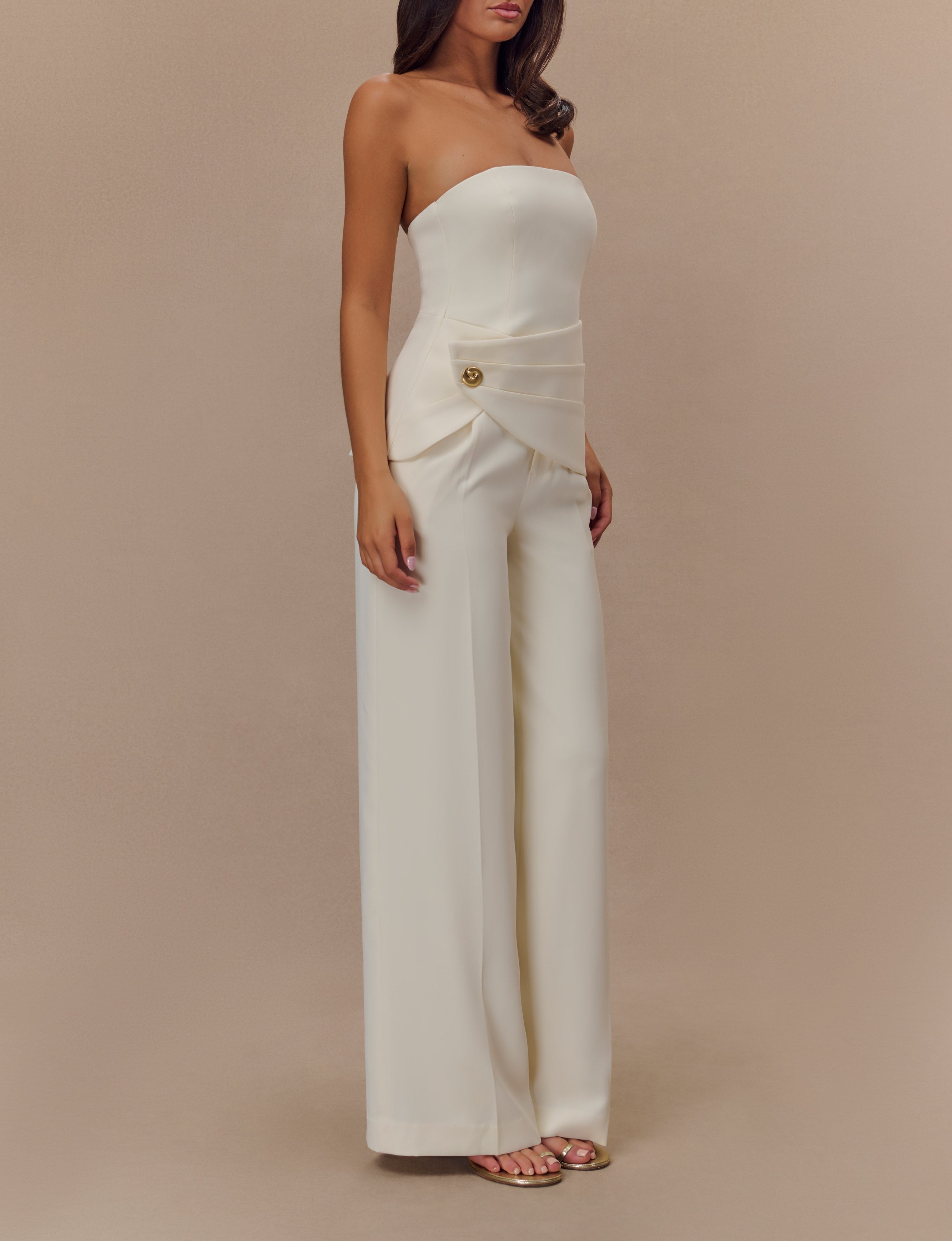 Ivory Strapless Suiting Top