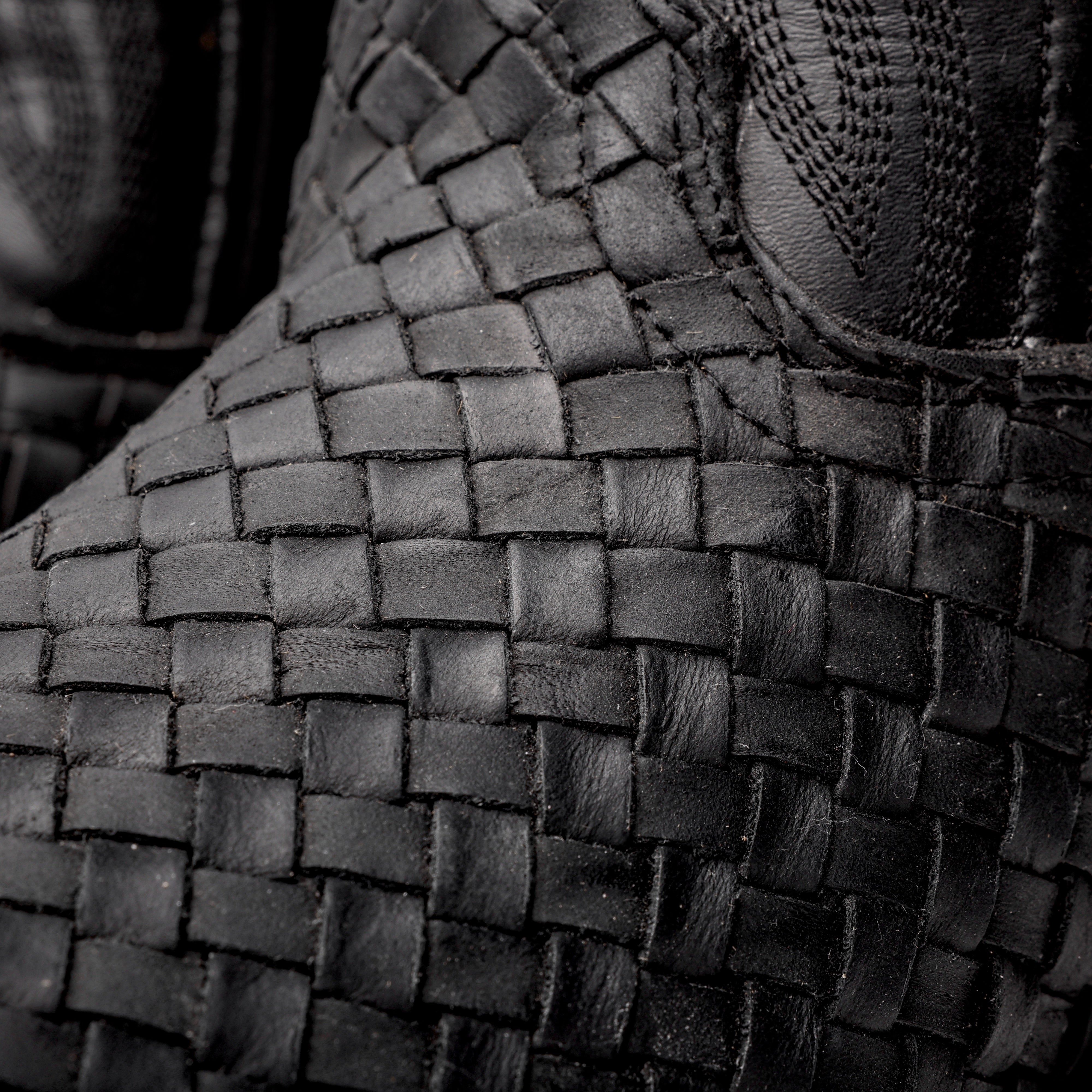 Total Black Basketweave Boots - Square Toe