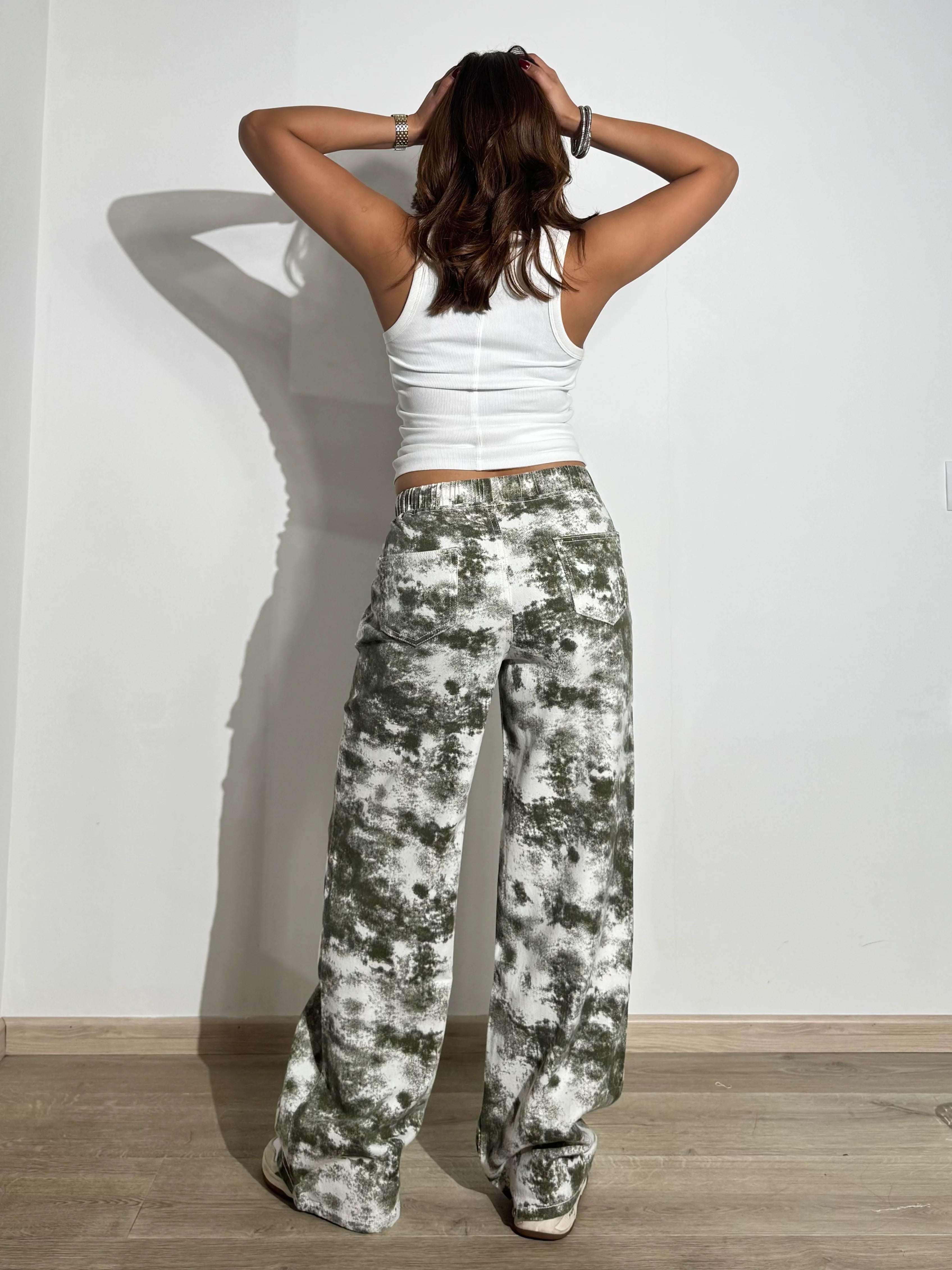 Graffiti Splash Wide Leg Denim Joggers