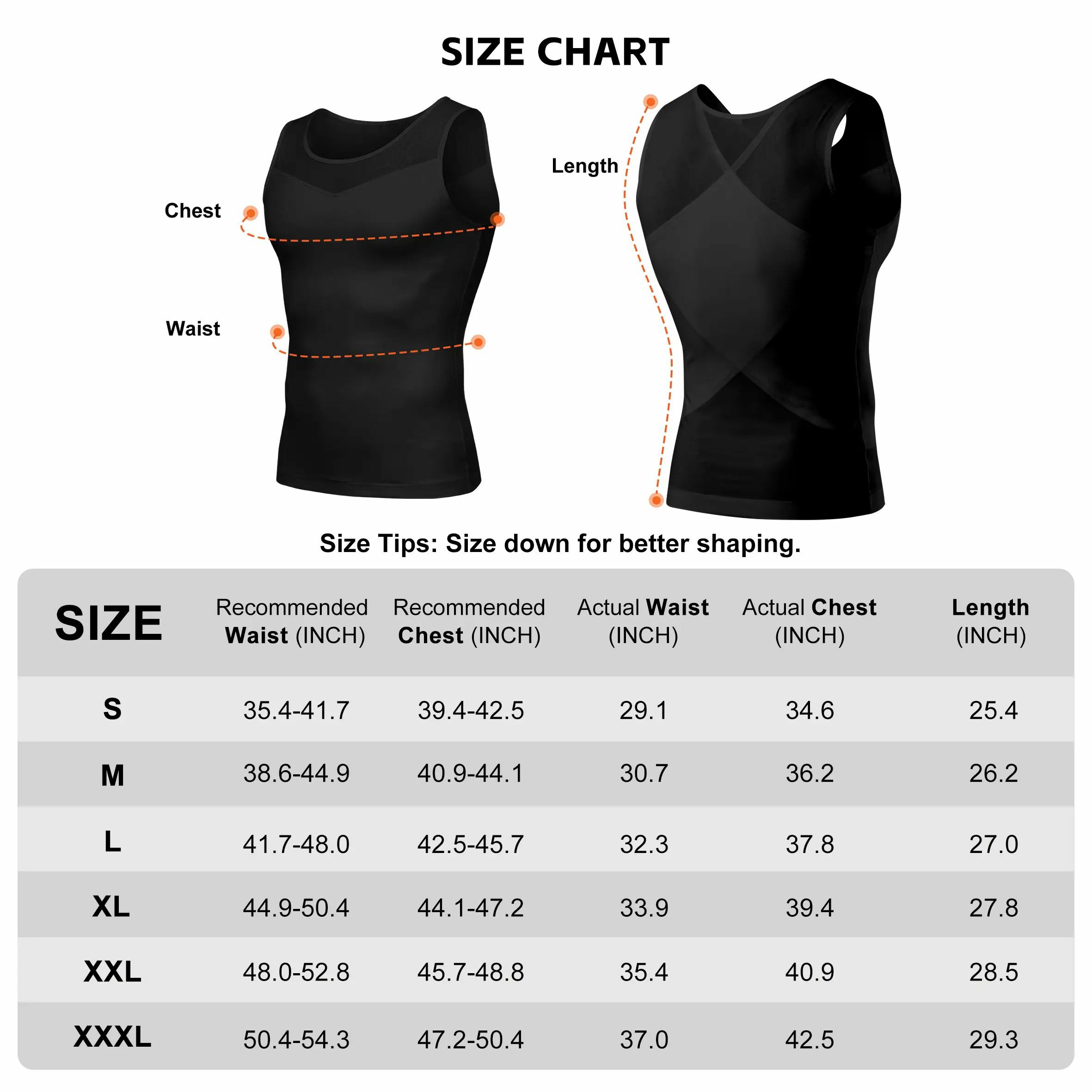 Men Compression Shapewear Tank Top Seamless Undershirts Bionic Targeted Tummy Control Eliminate Gynecomastia X-Shape Back Stretch Posture Correction Breathable Mesh Fabric Basic Menswear for Special Events Business Dating Sports Gym, Holiday Gift