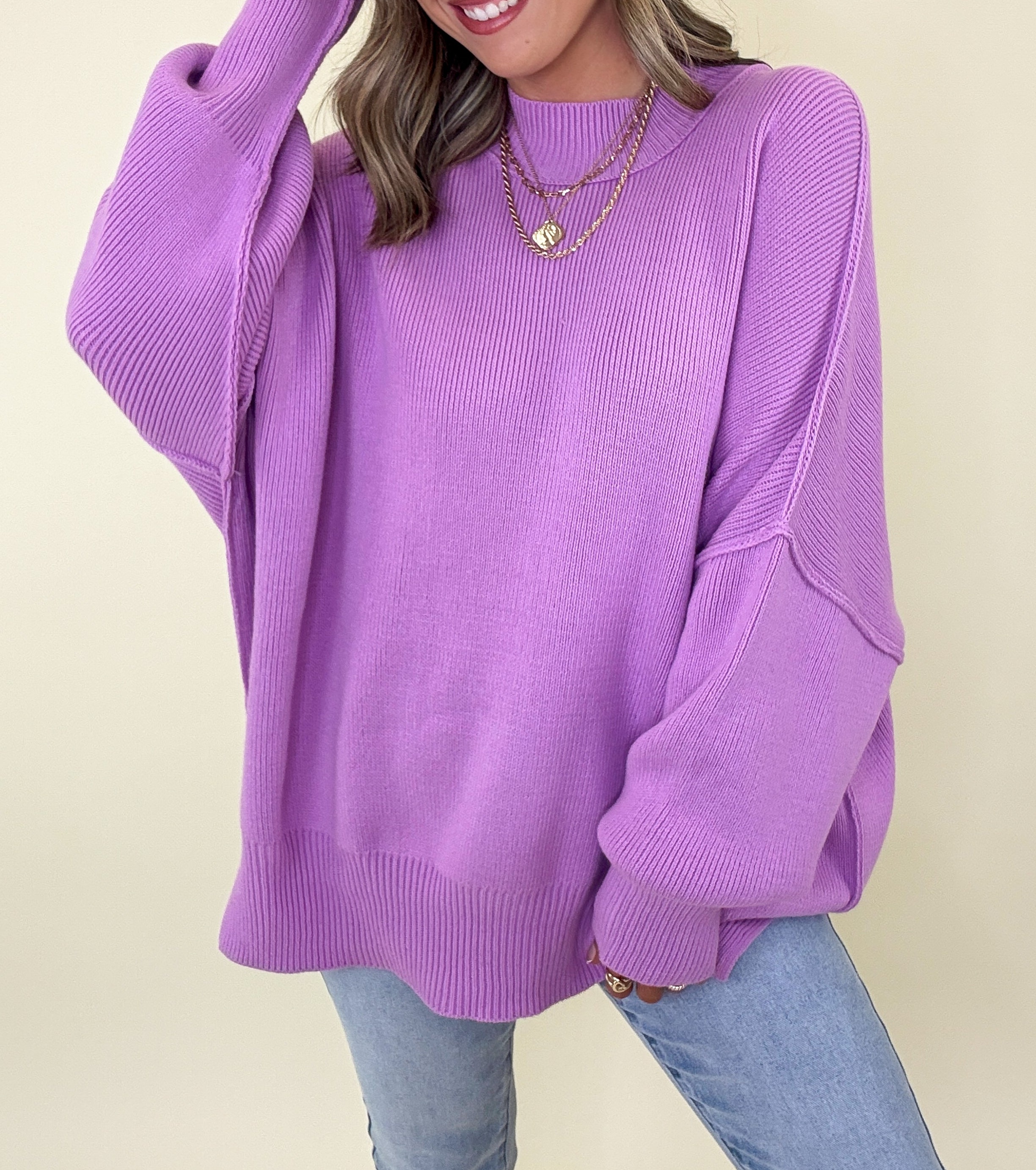 Simple Street Side Slit Oversized Sweater - BACK IN STOCK