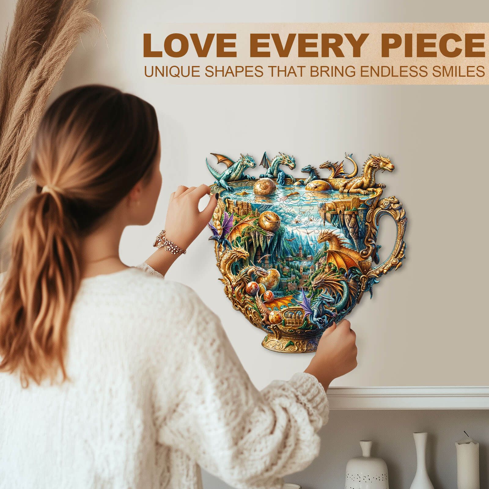 Dragon cup Wooden Jigsaw Puzzle