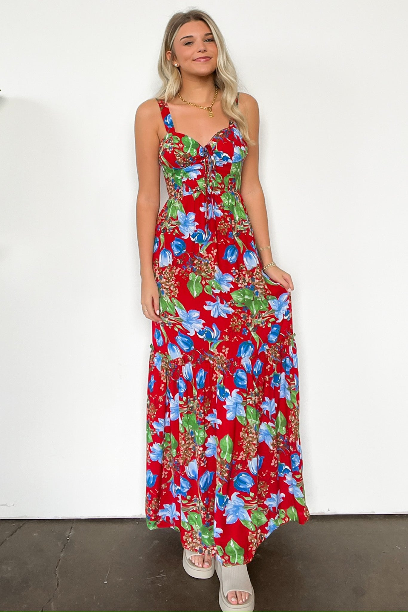 V-Neck Floral Maxi Dress