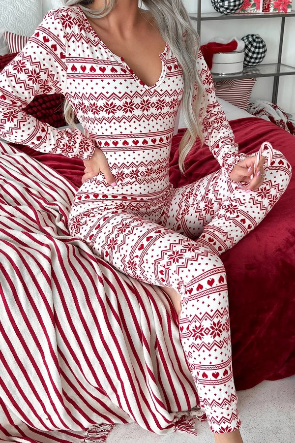 Christmas Red Striped Women's Trousers And Pajamas 2-Piece Home Wear Set