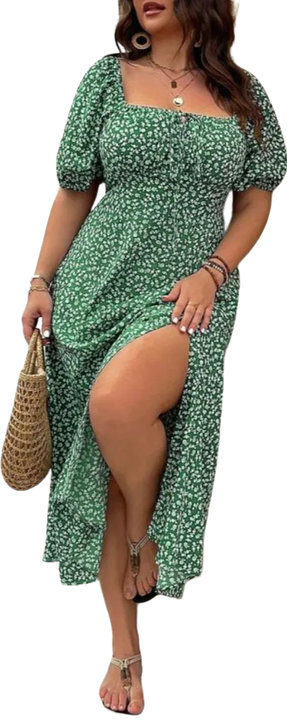 Ditsy Floral / All Over Print Split Thigh Dress (Less than $3 each!)