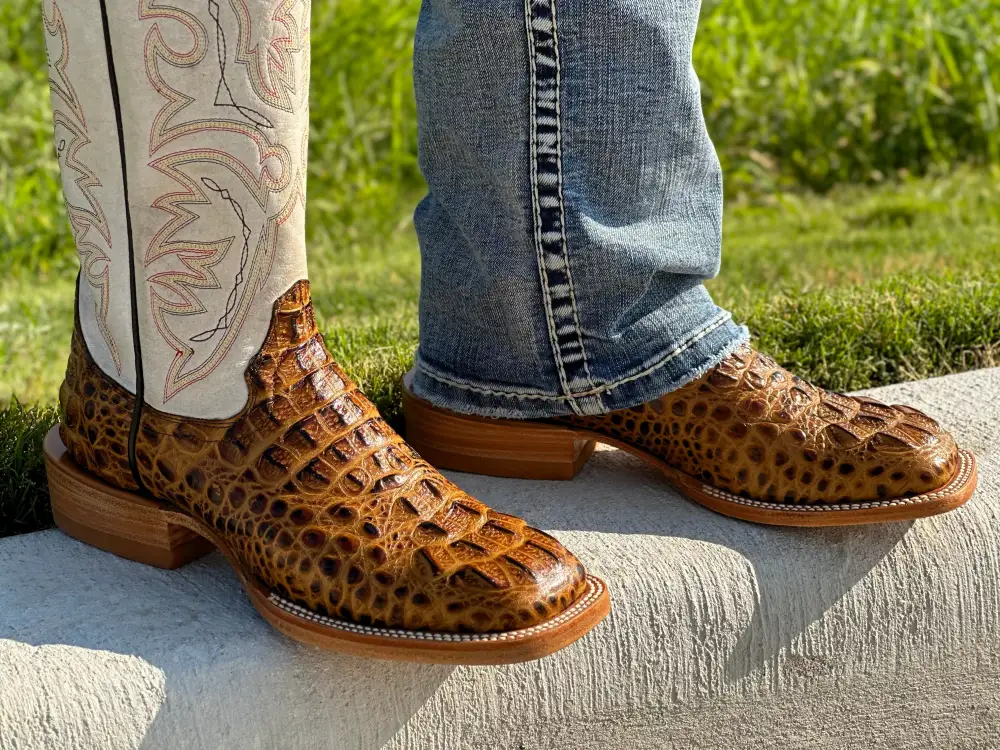 Men’s Honey Crocodile Leather Boots With Brown Shaft