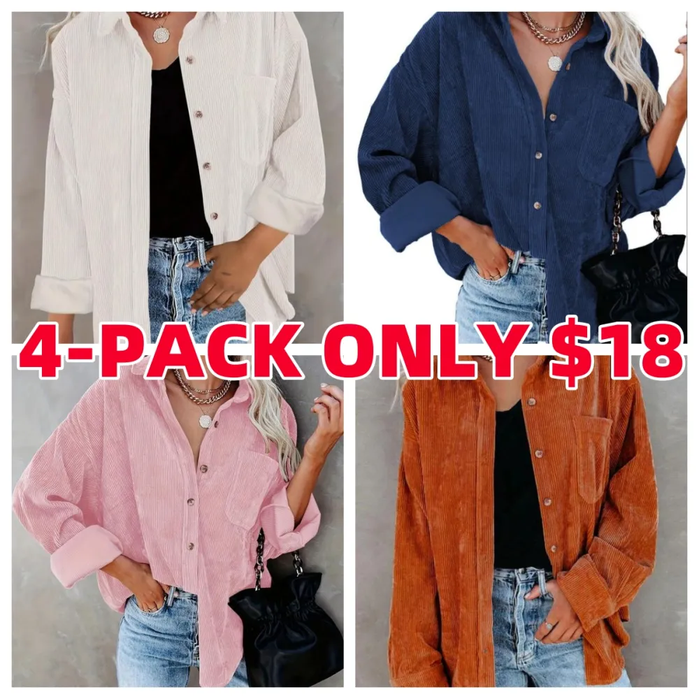 ✨Women's Plain Collared Minimalist Button Front Collared Blouse🔥