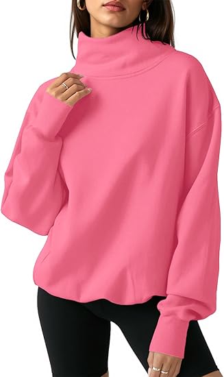 2026 Women's Oversized Turtleneck Sweatshirt Long Sleeve Pullover