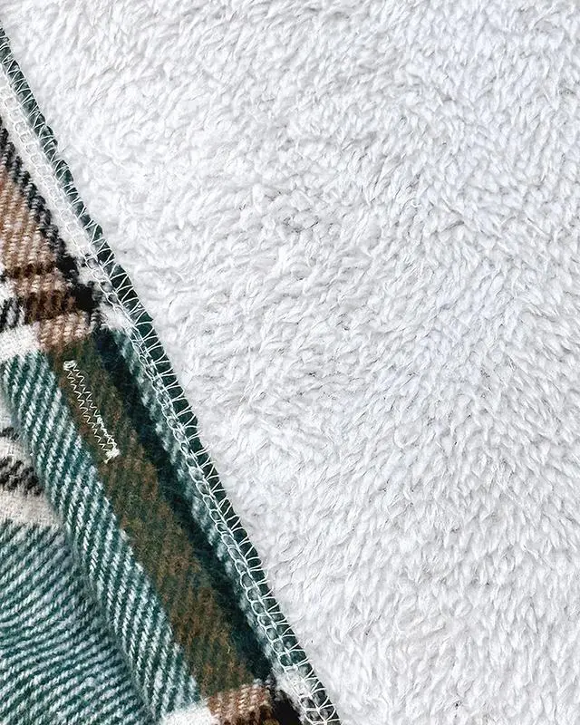 Women's Plaid Pattern Shacket  Hooded Jackets