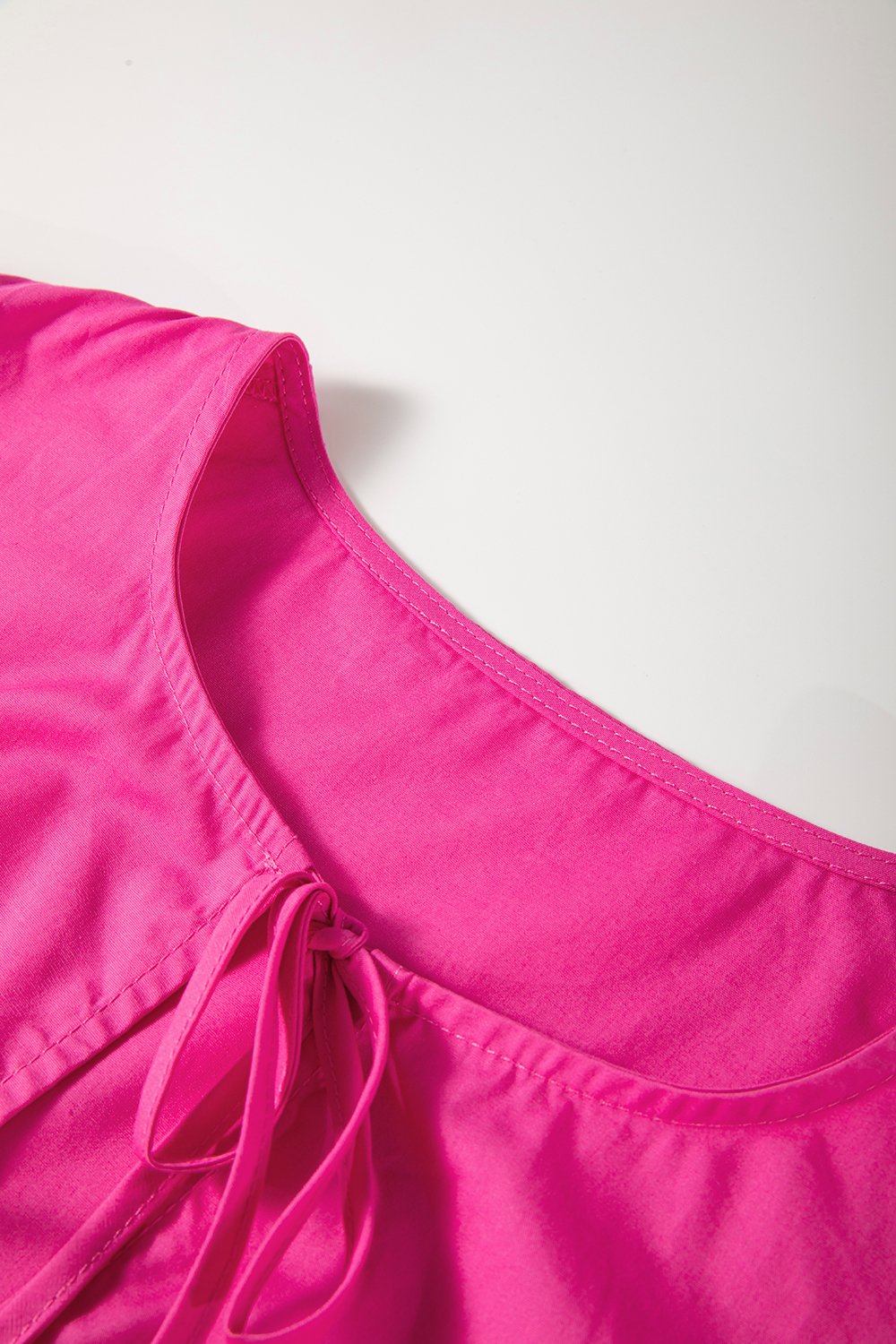 Puff Sleeve Tie Front High Waist Mini Dress