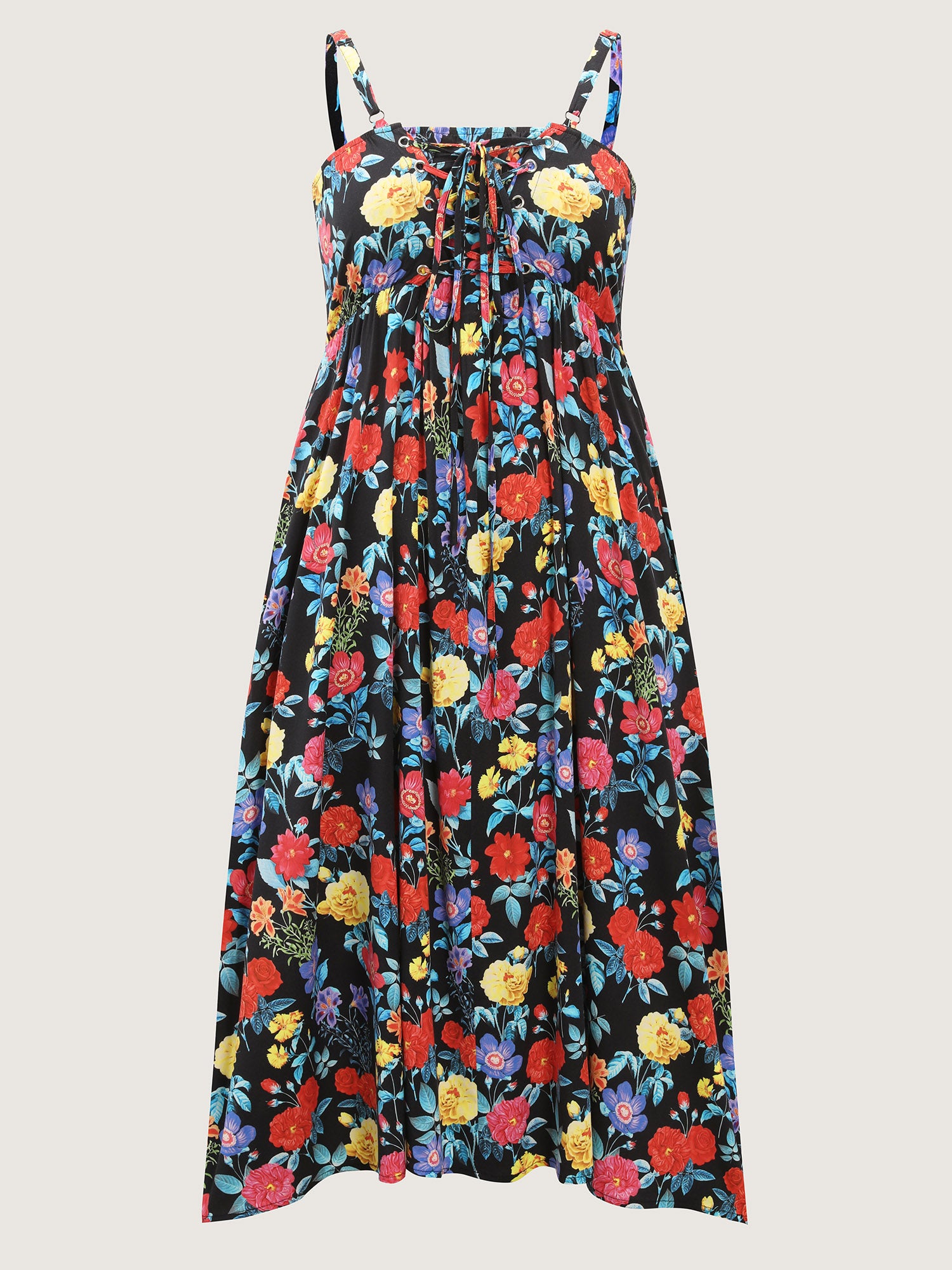 Colorful Print Side Slit Floral Maxi Dress