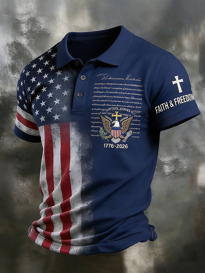 Men'S Retro Flag 250Th Anniversary Celebration American Polo Shirt