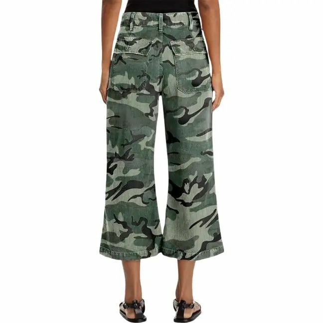 Camo Print Mid Waist Straight Leg Capri Pants Summer Vibes