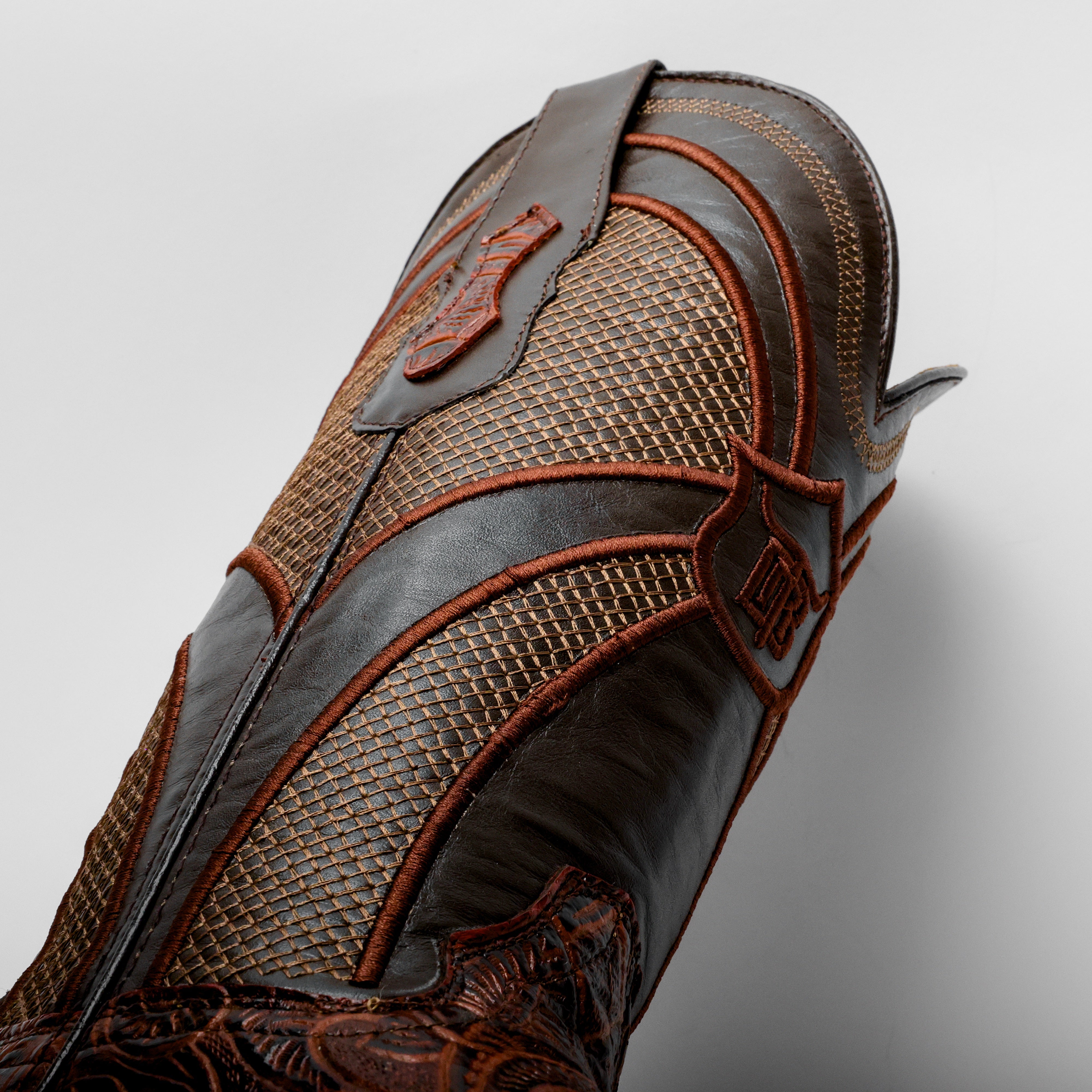 Cognac Hand-Tooled Boots - Square Toe