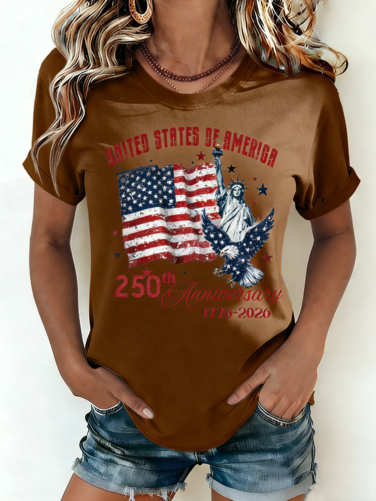 USA 250th Anniversary Statue Of Liberty Eagle Vintage Patriotic Tee