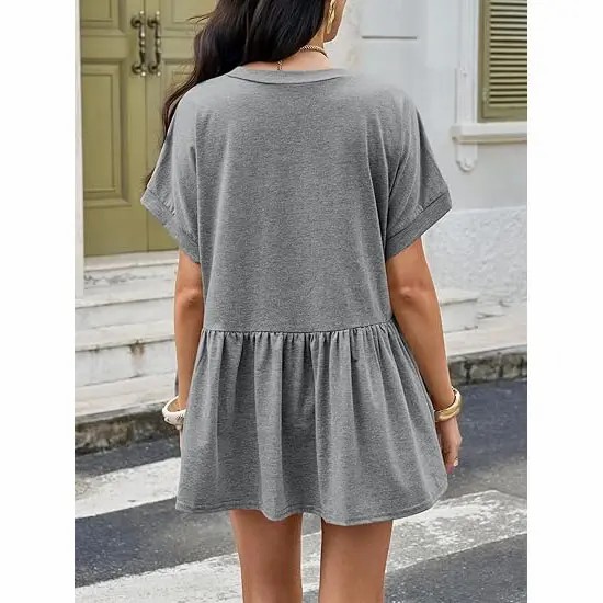 Women’s Flowing V-Neck Babydoll Peplum Blouse